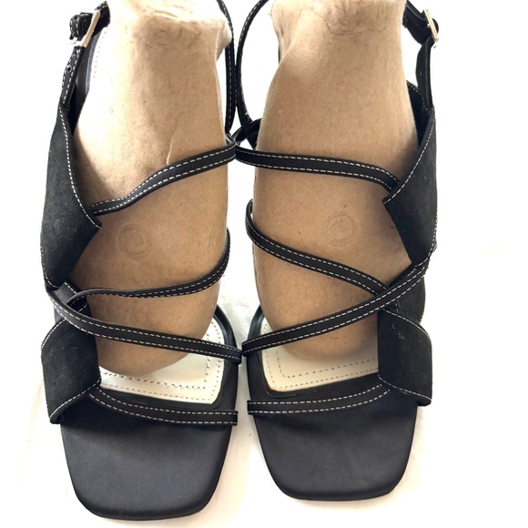 NWOT Zara Saldi Black High-Heeled Sandals Sleek Straps SZ 5 - Picture 4 of 16